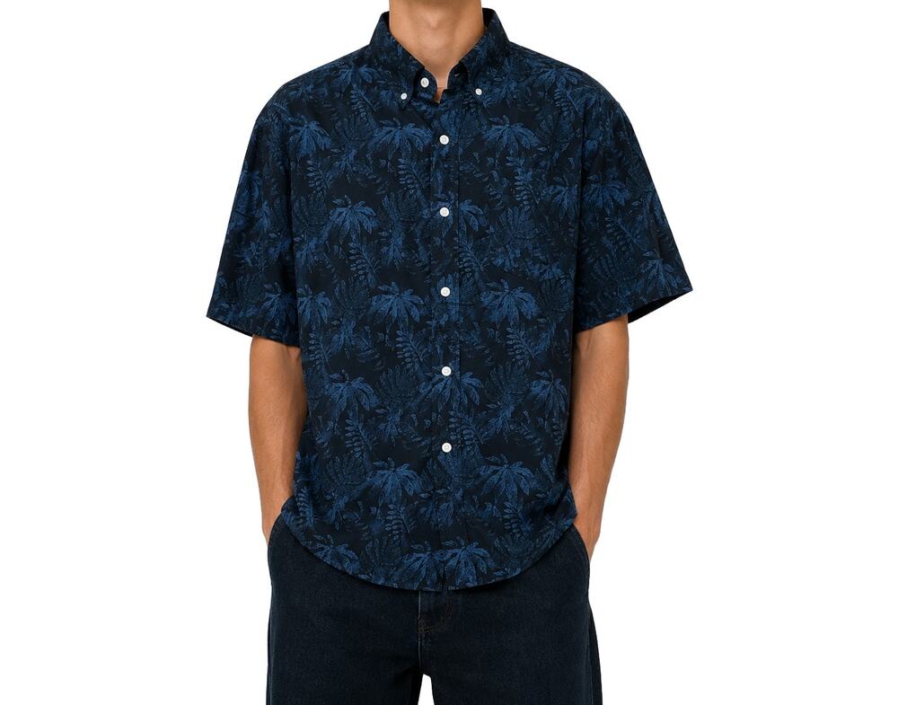 Arrow Blue Tropical Print Button Up Shirt Men’s Size M Short Sleeve